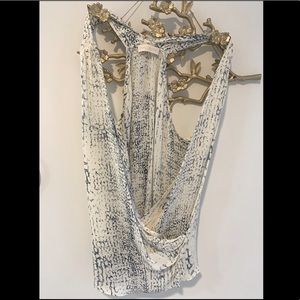 Ramy Brook Cream and Blue halter top